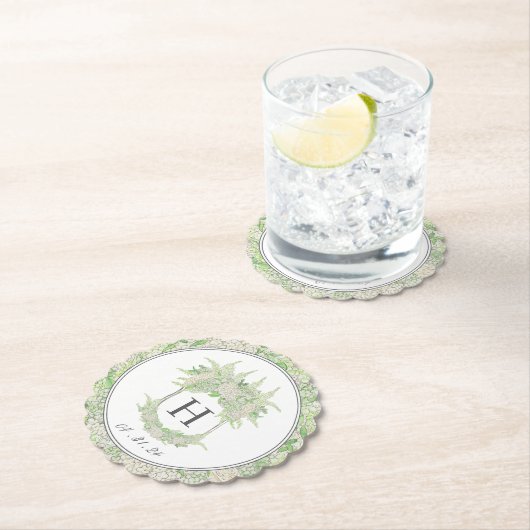 Wappen für Wasserfarben Grün und Weiß-Hydrangea Untersetzer (Vor Ort)