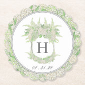 Wappen für Wasserfarben Grün und Weiß-Hydrangea Untersetzer (Vorderseite)