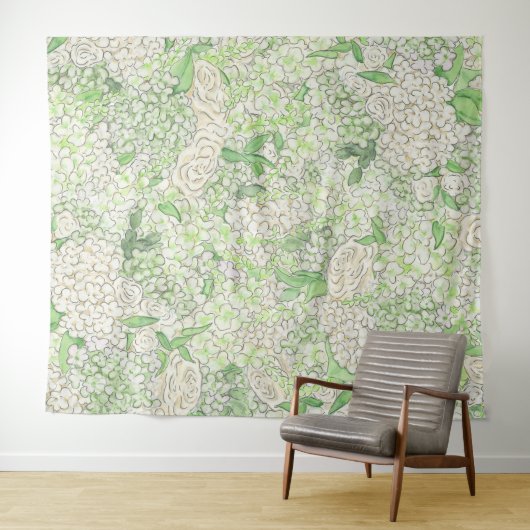 Wappen für Wasserfarben Grün und Weiß-Hydrangea Wandteppich (Beispiel (Horizontal))