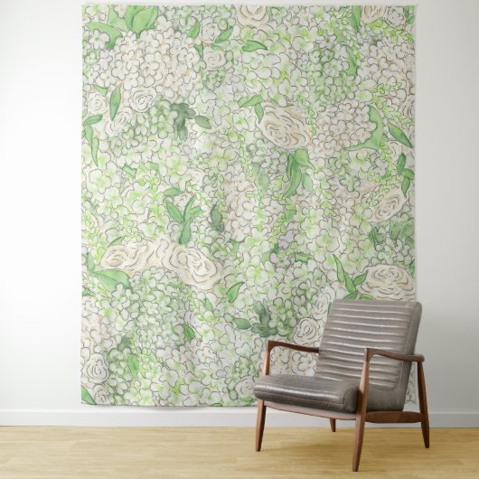 Wappen für Wasserfarben Grün und Weiß-Hydrangea Wandteppich (Beispiel)