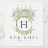 Wappen für Wasserfarben Grün und Weiß-Hydrangea Weinetikett (Einzelnes Label)