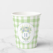 Wappen Gingham: Aquarell Blau und Weiße Hydrangea Pappbecher (Vorderseite)