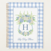 Wappen Gingham: Aquarell Blau und Weiße Hydrangea Planer (Vorderseite)