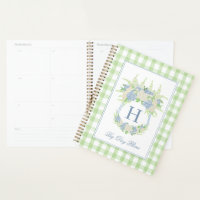 Wappen Gingham: Aquarell Blau und Weiße Hydrangea