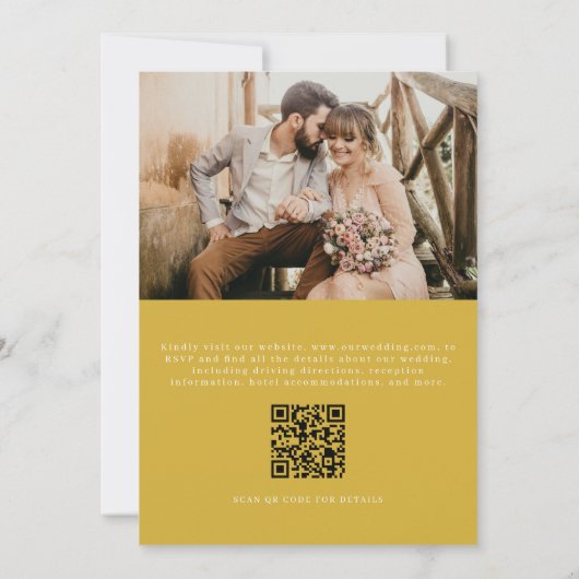 Wappen Gold Champagne QR Code Foto Hochzeit Einladung (Rückseite)