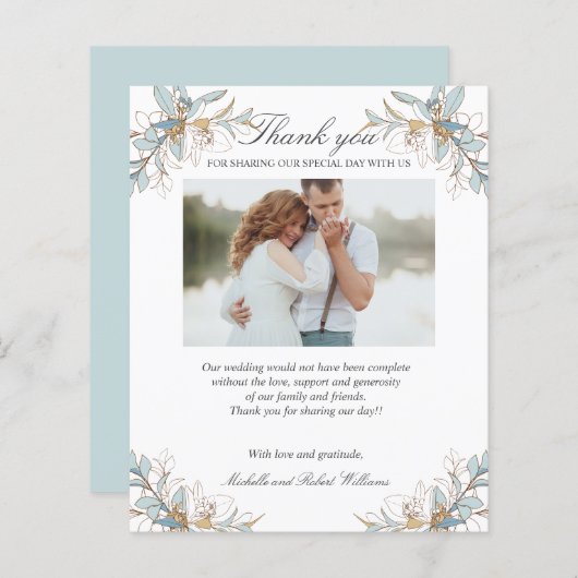 Wappen Gold und Blumen Hochzeit Foto DANK (Vorne/Hinten)