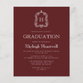 Wappen Graduation Party Budget Burgundy Monogram (Vorderseite)