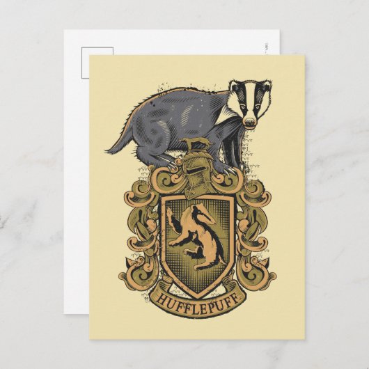 Wappen Harry Potter | Hufflepuff mit Dachs Postkarte (Vorne/Hinten)