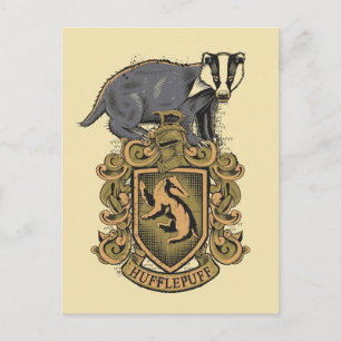Wappen Harry Potter   Hufflepuff mit Dachs Postkarte
