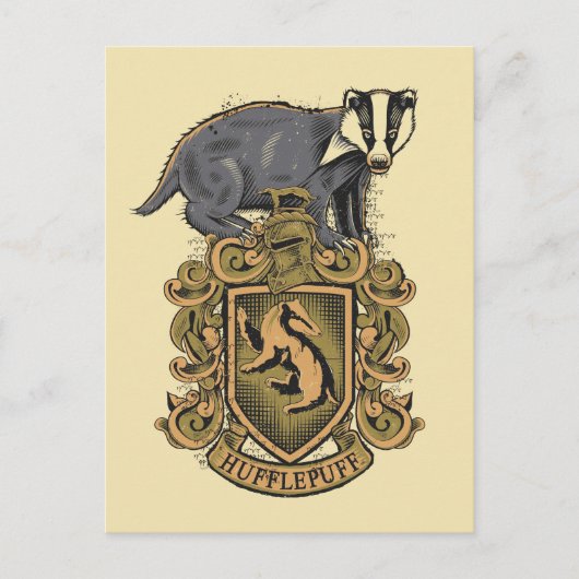 Wappen Harry Potter | Hufflepuff mit Dachs Postkarte (Vorderseite)