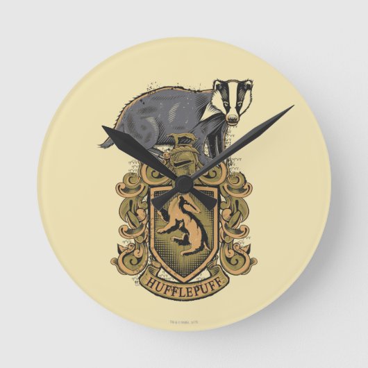 Wappen Harry Potter | Hufflepuff mit Dachs Runde Wanduhr (Vorderseite)
