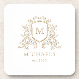 Wappen-Hartplastik-Untersetzer aus Gold Monogramm Getränkeuntersetzer