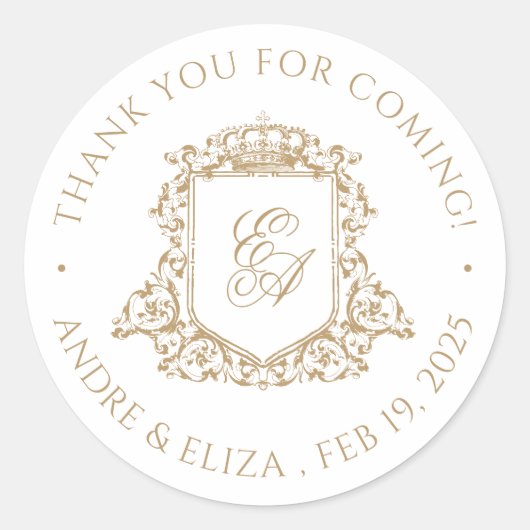 Wappen-Hochzeit in Gold und White Royal Runder Aufkleber (Vorderseite)