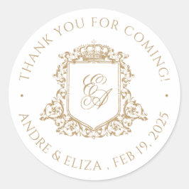 Wappen-Hochzeit in Gold und White Royal Runder Aufkleber