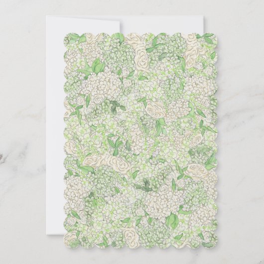 Wappen-Hochzeit von Aquarellgrün und Weiß Einladung (Rückseite)