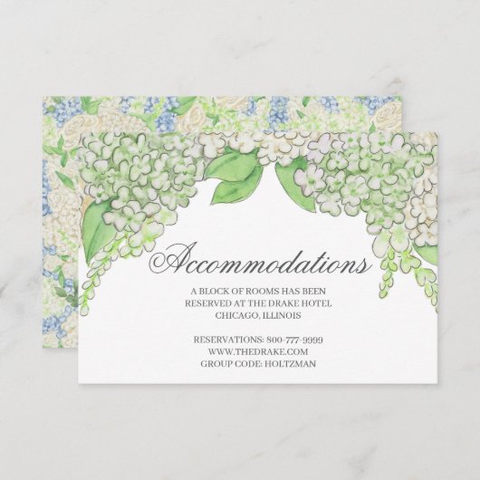 Wappen Hochzeit von Wasserfarbe Blau und Weiß Hydr Begleitkarte (Vorne/Hinten)