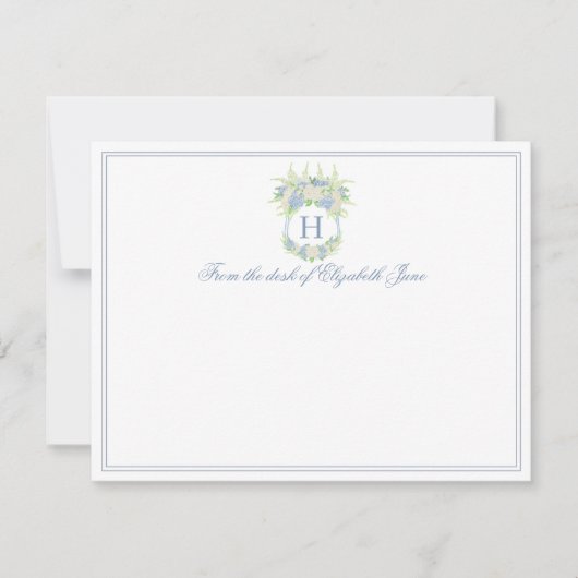 Wappen Hochzeit von Wasserfarbe Blau und Weiß Hydr Dankeskarte (Vorderseite)