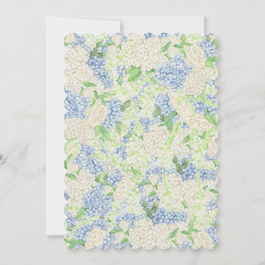 Wappen Hochzeit von Wasserfarbe Blau und Weiß Hydr Einladung (Rückseite)