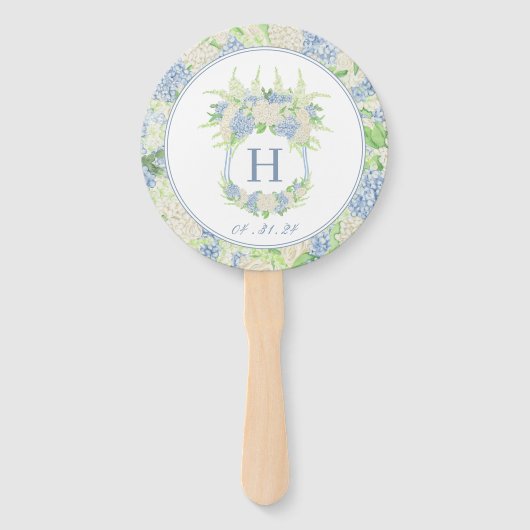 Wappen Hochzeit von Wasserfarbe Blau und Weiß Hydr Fächer (Vorderseite)