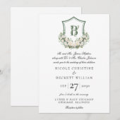 Wappen Hochzeit von weißen Blume Einladung (Vorne/Hinten)