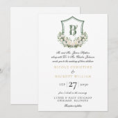 Wappen Hochzeit von weißen Blume Einladung (Vorne/Hinten)