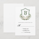 Wappen Hochzeit von weißen Blume RSVP Karte (Vorne/Hinten)