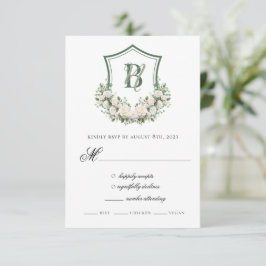 Wappen Hochzeit von weißen Blume RSVP Karte