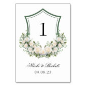 Wappen Hochzeit von weißen Blume Tischnummer (Vorderseite)