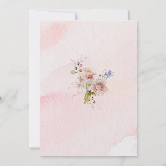 Wappen in Aquarellfarben Rosa Blume Brautparty Einladung (Rückseite)