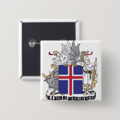 Wappen Islands Mythische Wächter Kunst Button (Vorne & Hinten)