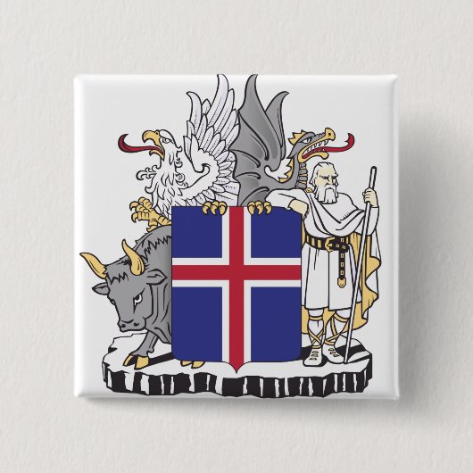 Wappen Islands Mythische Wächter Kunst Button (Vorderseite)