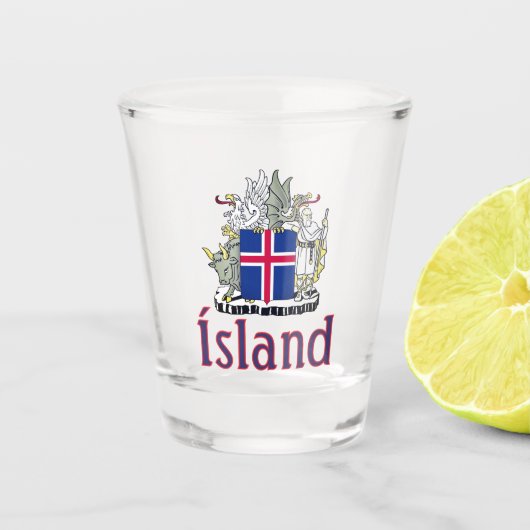 Wappen Islands Schnapsglas (Vorderseite)