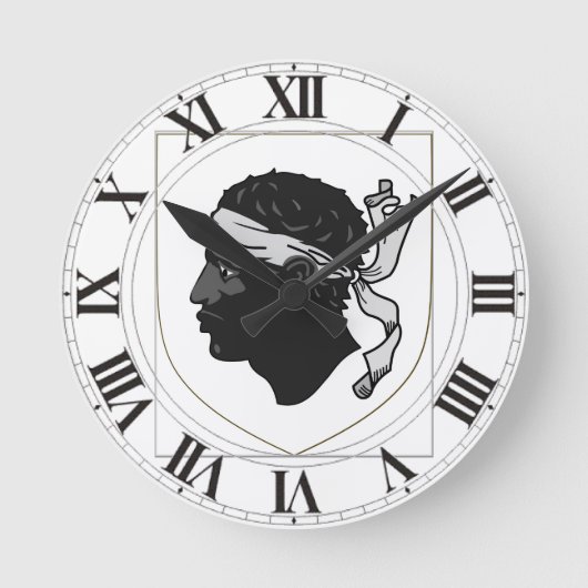 Wappen Korsikas Frankreich Runde Wanduhr (Vorderseite)