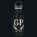 Wappen-Logo auf Monogramm, schwarze Flasche Edelstahlflasche<br><div class="desc">Das Logo des Wappen ist in Monogramm auf schwarzem Wasser abgepackt. Angefangen mit elegantem Lorbeerkranz-Design. Individuell mit Monogramm Geschenke für Sport und mehr. Personalisiertes Geschenk für ihn oder sie. Geschenkidee für Kunden, Partner, Kunden etc. Einzigartige Geschenke für sportliche Männer und Frauen. Machen Sie Ihr eigenes Luxusgeschenk für Vater, Ehemann, Vater,...</div>
