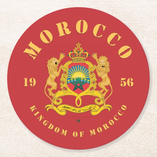 Wappen Marokkos Runder Pappuntersetzer (Vorderseite)