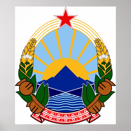 Wappen Mazedoniens Offiziell Heraldry Symbol Poster (Vorne)