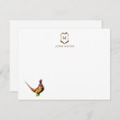 Wappen mit Federn Mit Monogramm flach Dankeskarte (Vorne/Hinten)
