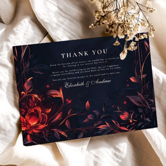 Wappen Monogram Art Nouveau Floral Wedding Dankeskarte