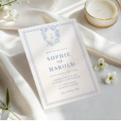 Wappen Monogram Blue French All in One Wedding Einladung