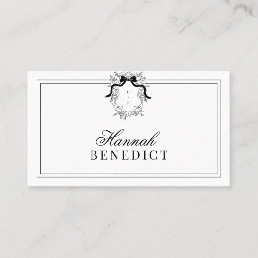 Wappen Monogram Coquette Visitenkarte (Vorderseite)
