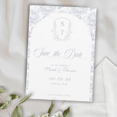 Wappen Monogram Dusty Blue Script Save The Date