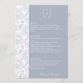Wappen Monogram Dusty Blue Wedding Menu Card Menükarte (Vorderseite)