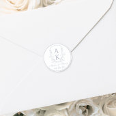Wappen Monogram Dusty Blue Wedding Runder Aufkleber