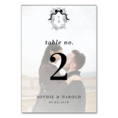 Wappen Monogram Faded Foto French Vintage Wedding Tischnummer (Rückseite)