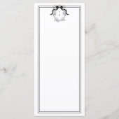 Wappen Monogram French Bow Lasst uns White Wedding Menükarte (Rückseite)