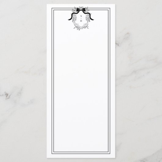 Wappen Monogram French Bow Lasst uns White Wedding Menükarte (Rückseite)
