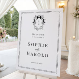 Wappen Monogram French Bow Wedding Welcome Sign
