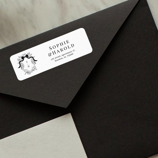 Wappen Monogram French Wedding Rücksendeadresse