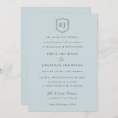 Wappen Monogram Initials Dusty Blue Formal Wedding Einladung (Vorne/Hinten)