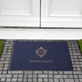 Wappen Monogram Navy Blue Imitats Gold Elegant Ini Fußmatte